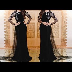 Woman black dress with hand work on it